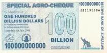 Zimbabwe 1000000000 Dollars - Agro-cheque - Giraffes - 2008 - P.64
