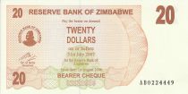 Zimbabwe 20 Dollars - Chiremba - Marron et orange - Cascade - 2006