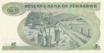 Zimbabwe 5 Dollars - Chiremba, Zebra - Village scene - 1983 - UNC - P.2c