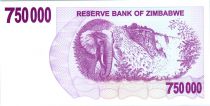 Zimbabwe 750000 Dollar Elephant and waterfalls