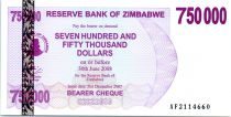 Zimbabwe 750000 Dollar Eléphant et cascades
