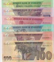 Zimbabwe Set 2, 5, 10, 20, 50, 100 Dollars - 2019-2020