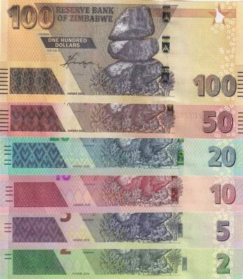 Zimbabwe Set of 2, 5, 10, 20, 50, 100 Dollars - 2019-2020